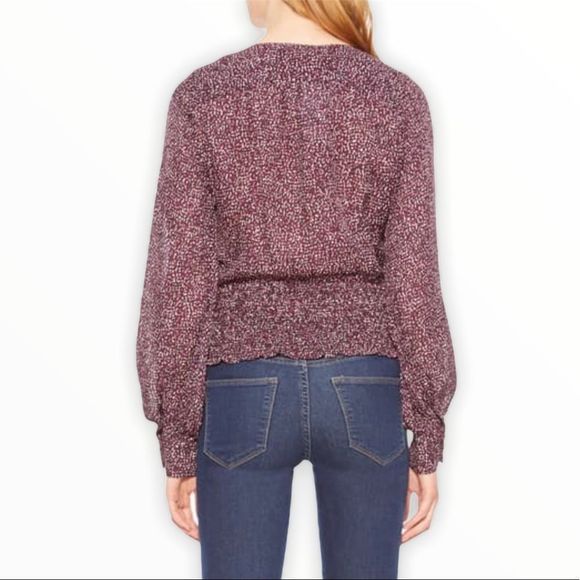 Parker Matilda Funfetti Silk Smocked Surplice Top NWT - Picture 3 of 14